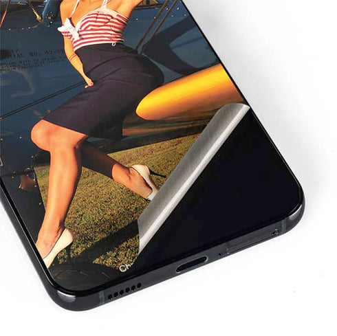 1940s Pin-Up On Stearman Biplane Galaxy S22 Skin